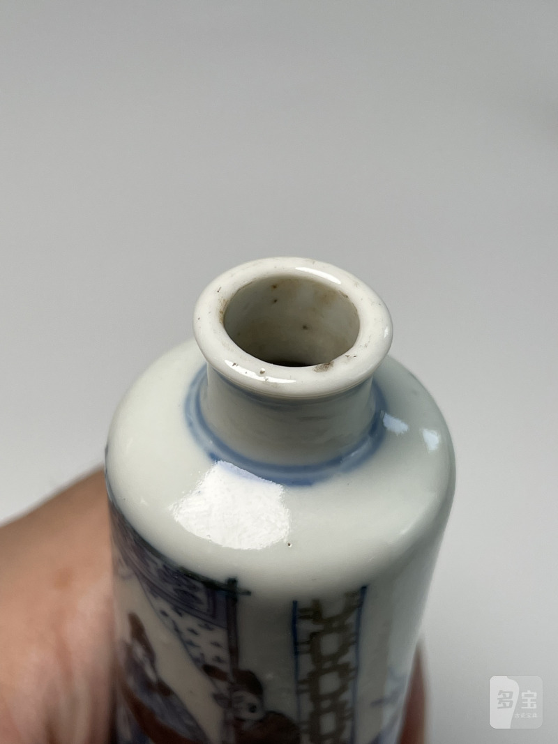 清中期 青花釉里红包公审案鼻烟壶 - 图13